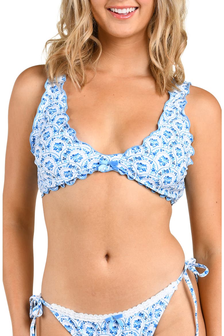 Penny Merrow Floral Bikini Top, Main, color, LIGHT BLUE