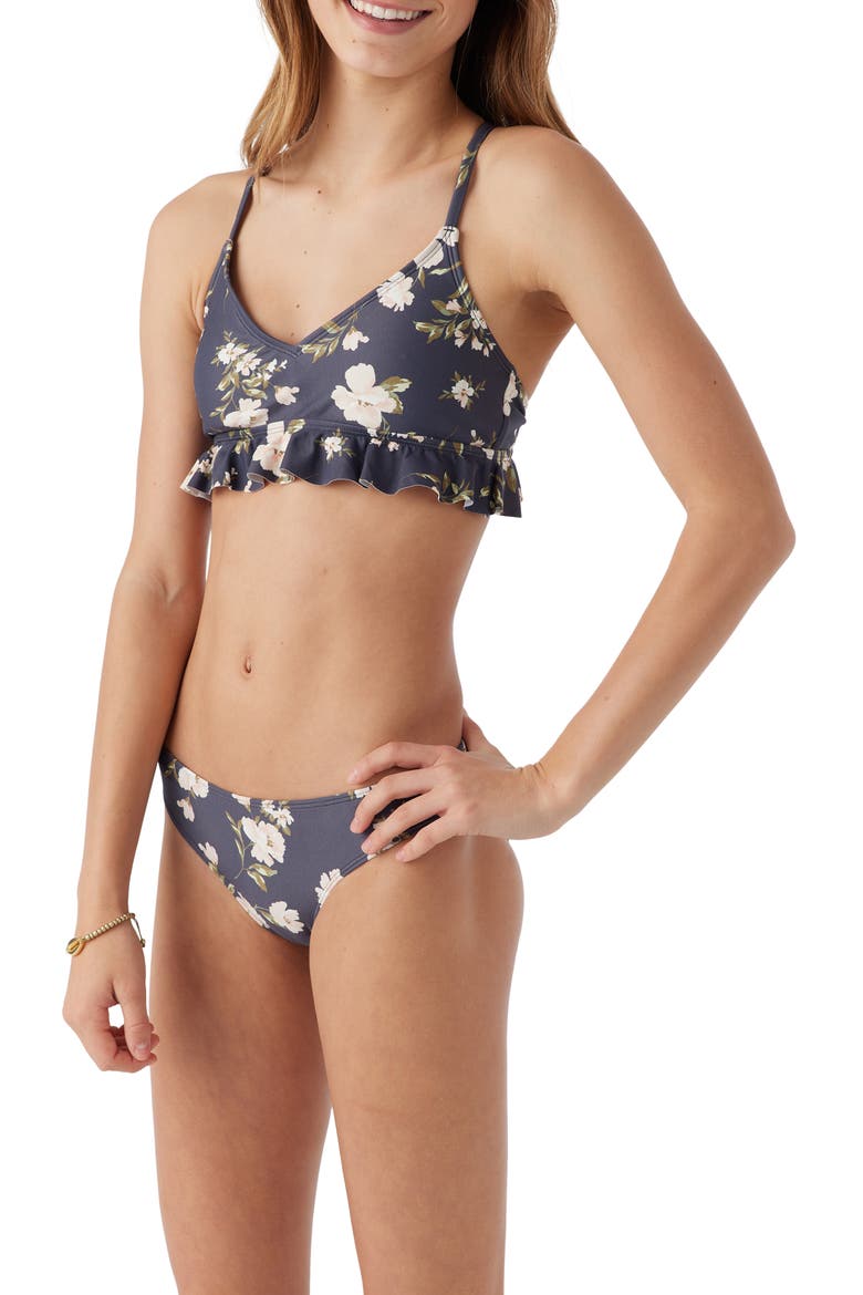 Kids' Kendra Floral Peplum Two-Piece Swimsuit, Alternate, color, PERISCOPE