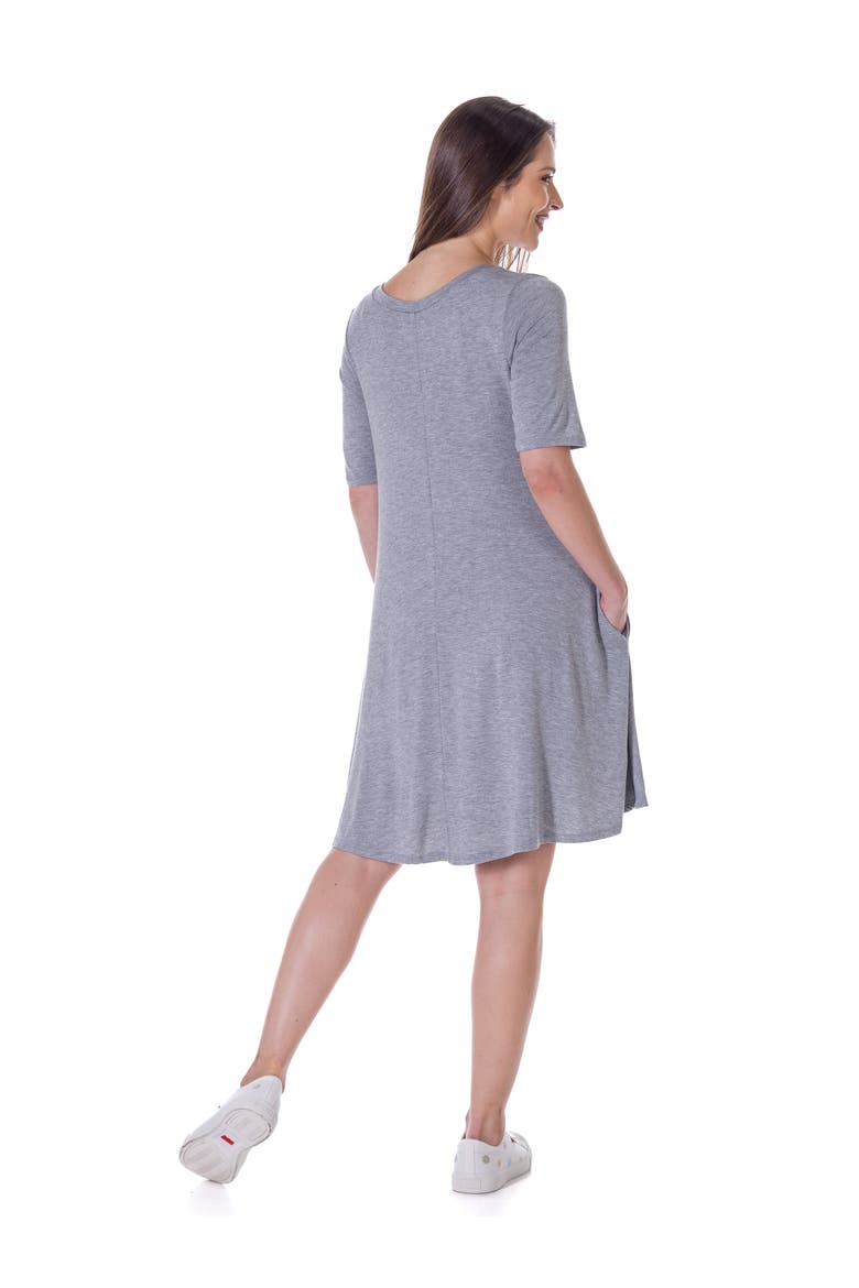 Scoop Neck Elbow Sleeve Knee Legth Dress, Alternate, color, Heather