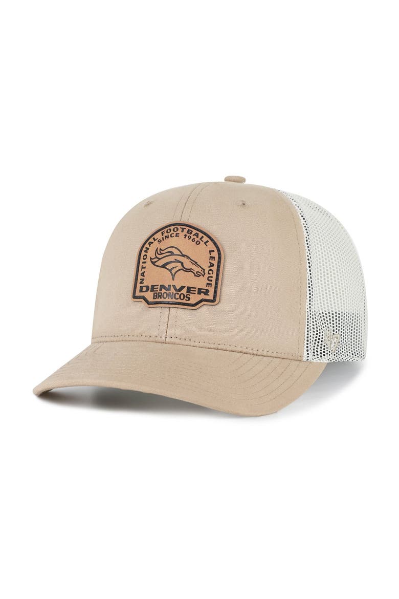 Men's '47 Khaki Denver Broncos Bonehide Trucker Adjustable Hat, Main, color, Khaki