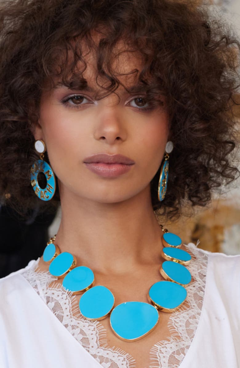 Kenneth Jay Lane Enamel Statement Necklace, Alternate, color, Turquoise