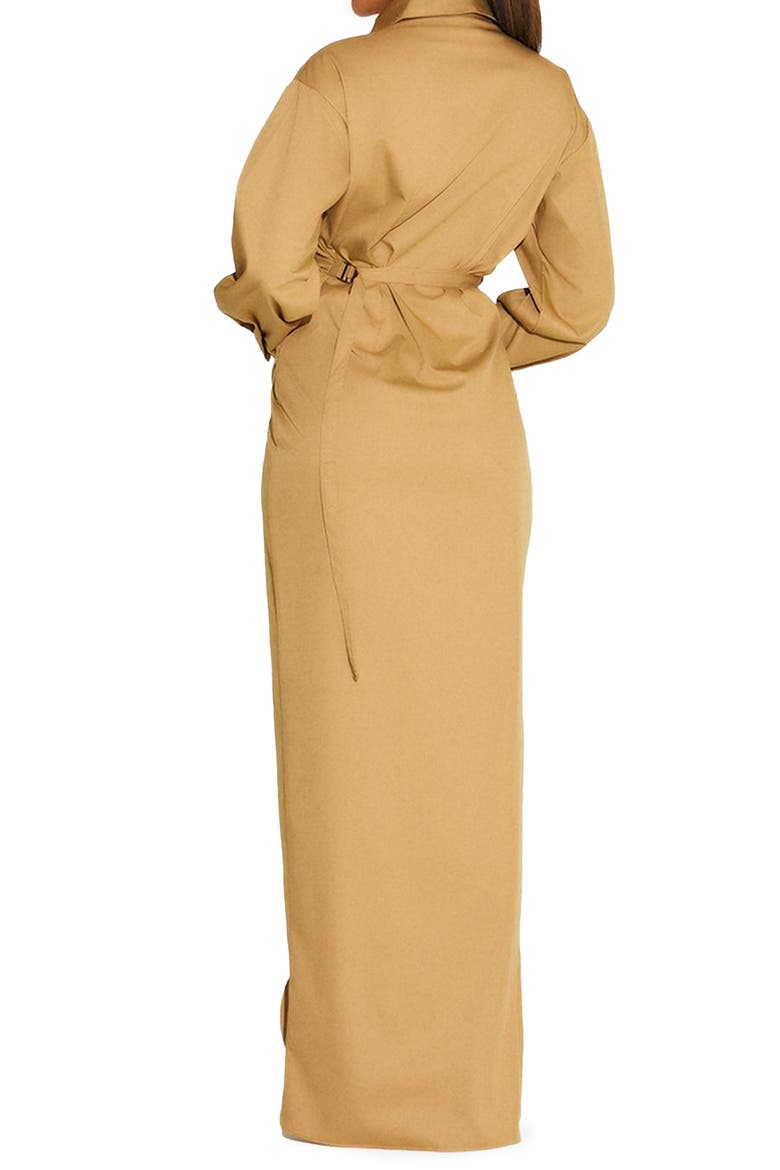 Long Sleeve Faux Wrap Dress, Alternate, color, BEIGE