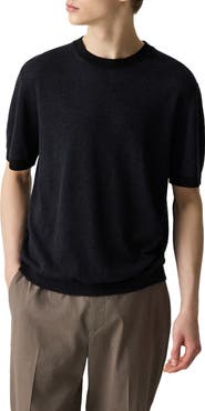 Theory Linen & Silk Short Sleeve Sweater