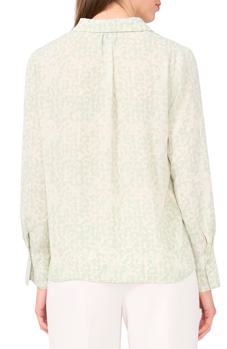 Halogen<sup>®</sup> Geo Print Crepe Button-Up Shirt, Alternate, color, Mint Creme