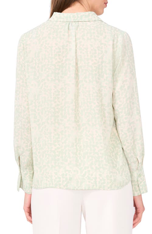 Halogenr Halogen(r) Geo Print Crepe Button-up Shirt In Mint Creme