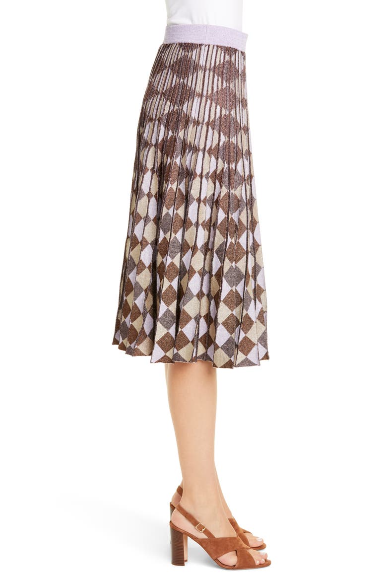 Cyrilla Pleat A-Line Skirt, Alternate, color, PURPLE COBBER LUREX