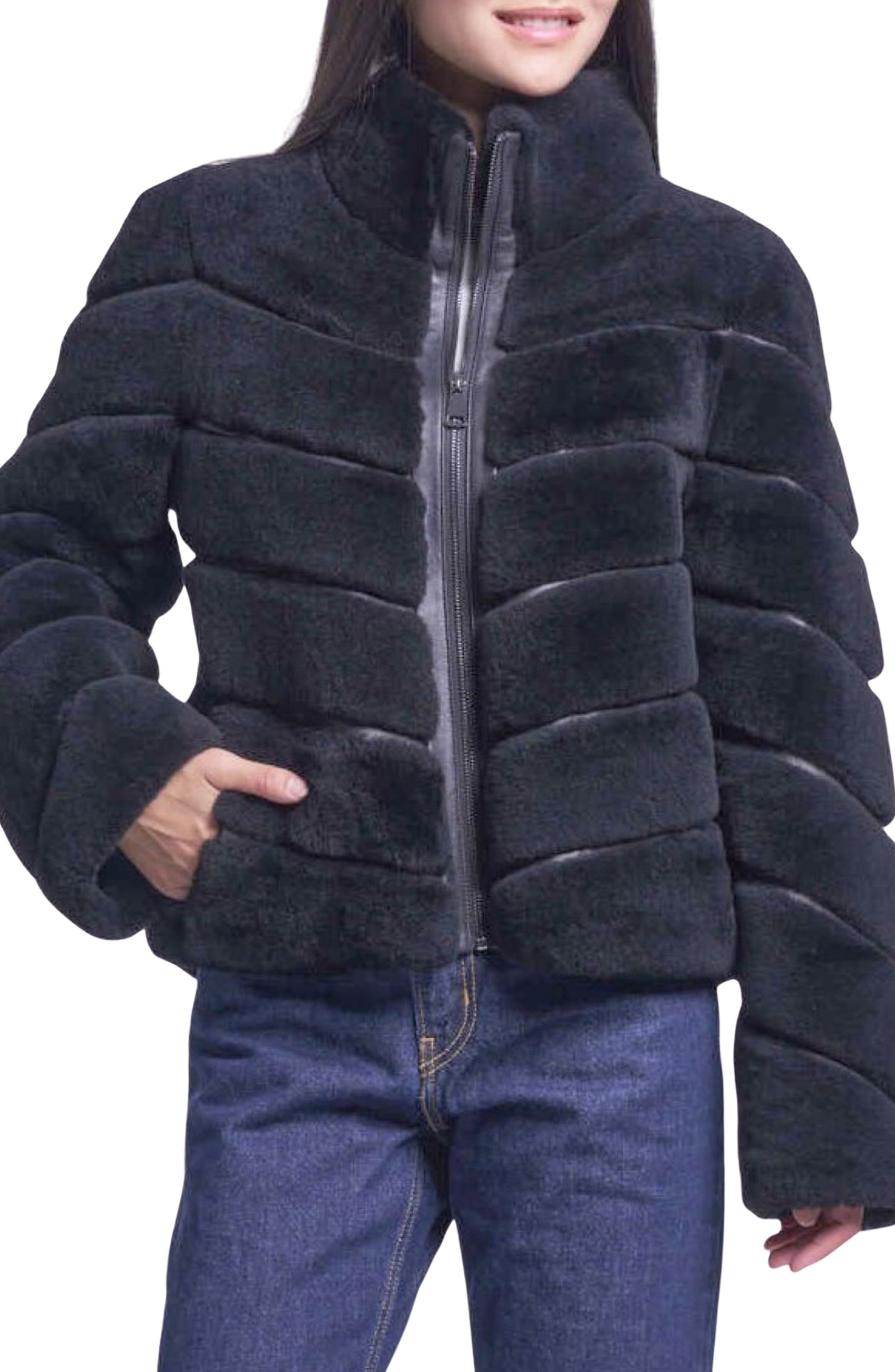 Genuine Shearling Diagonal Quilted Jacket