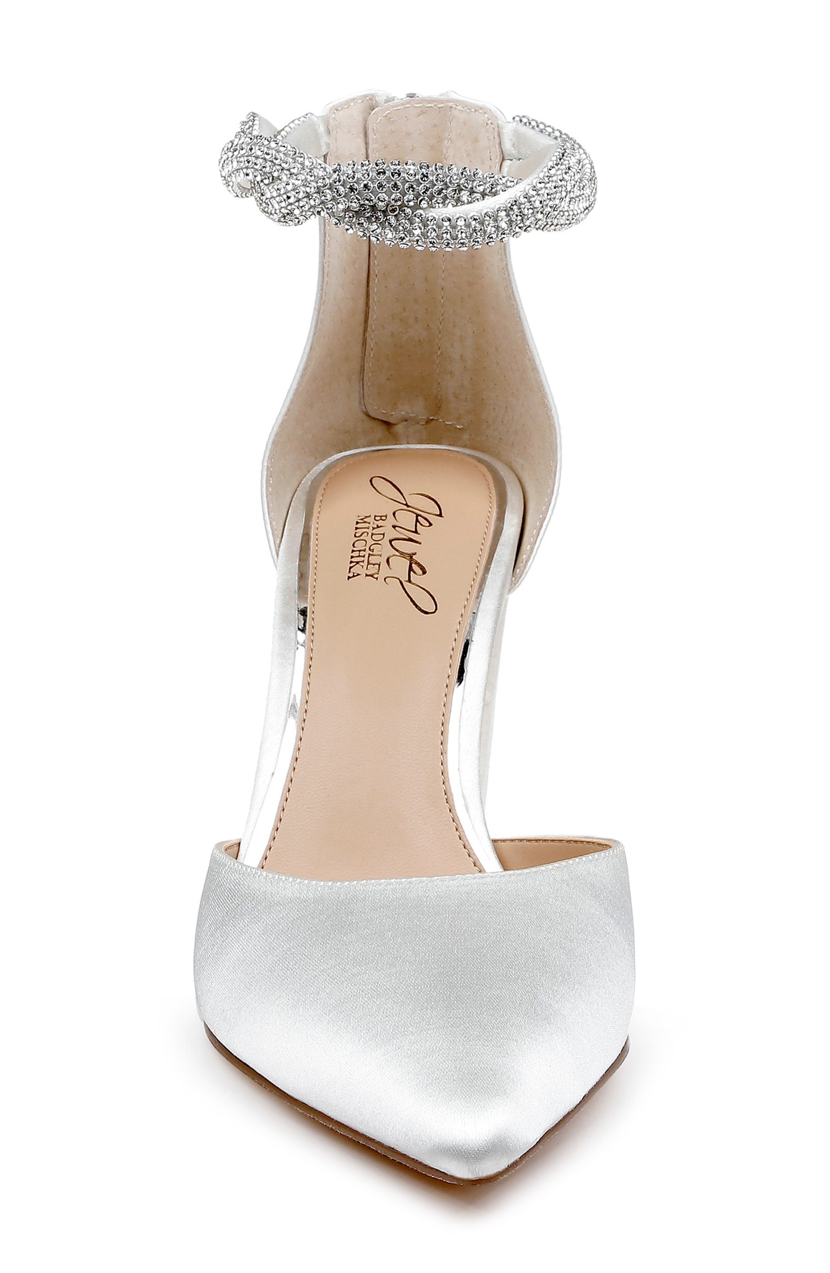 Tinsley Ankle Strap Pointed Toe Pump, Alternate, color, IVORY SATIN
