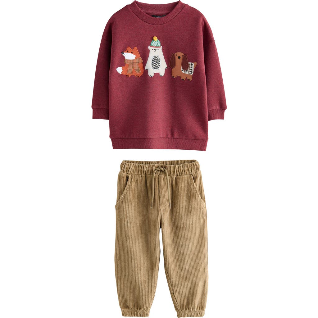 Next Kids' Animal Appliqué Sweatshirt & Corduroy Pants Set In Multi