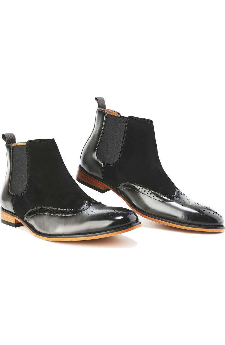 Gino Vitale Wingtip Brogue Two-Tone Chelsea Boot, Alternate, color, Gray/Black