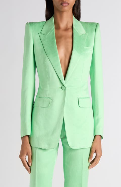 One-Button Duchesse Satin Blazer