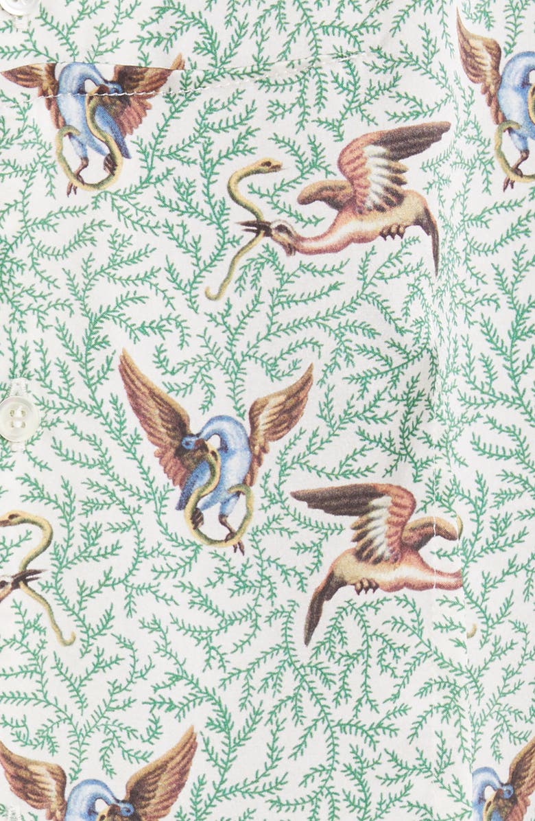 Undercover Bird Print Mock Neck Silk Blouse, Alternate, color, 