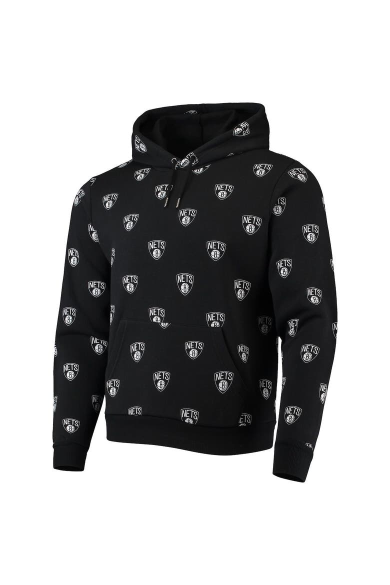 Unisex The Wild Collective Black Brooklyn Nets Allover Logo Pullover Hoodie, Alternate, color, Black
