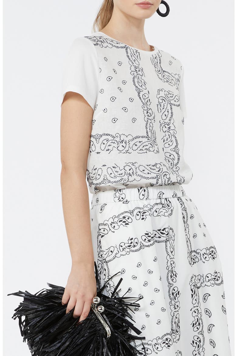 Embroidered Mixed Media Top, Main, color, WHITE