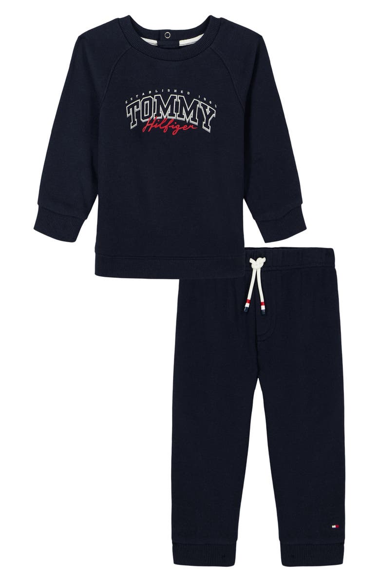 Tommy Hilfiger Logo Knit Pullover & Joggers, Main, color, Navy