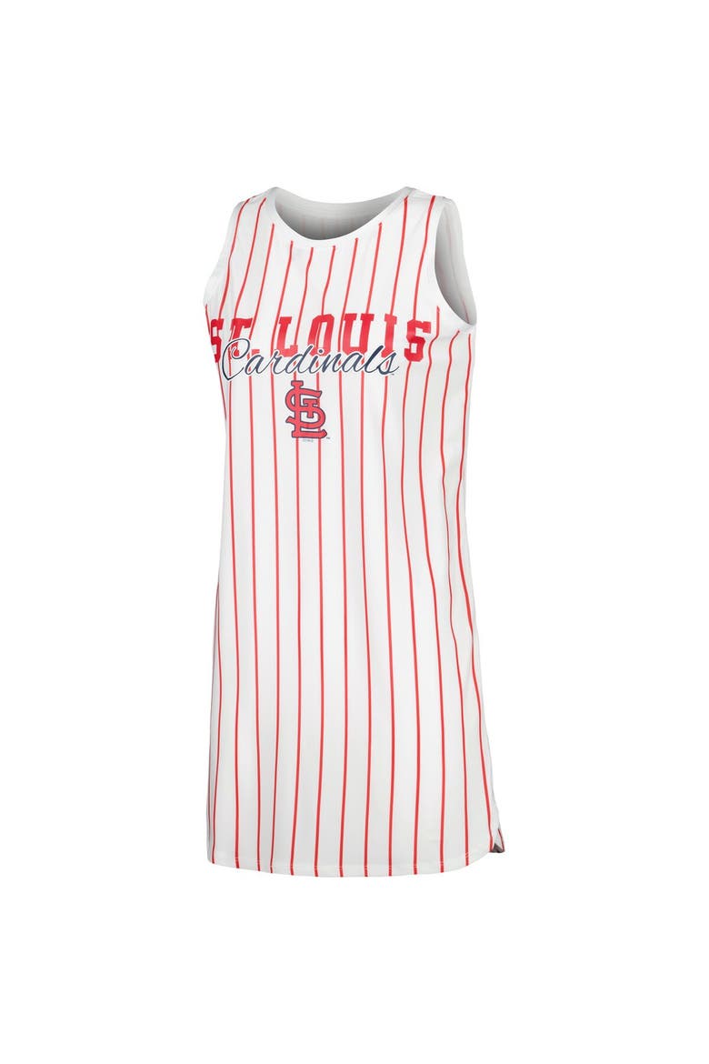 Women's Concepts Sport White St. Louis Cardinals Reel Pinstripe Knit Sleeveless Nightshirt, Alternate, color, White