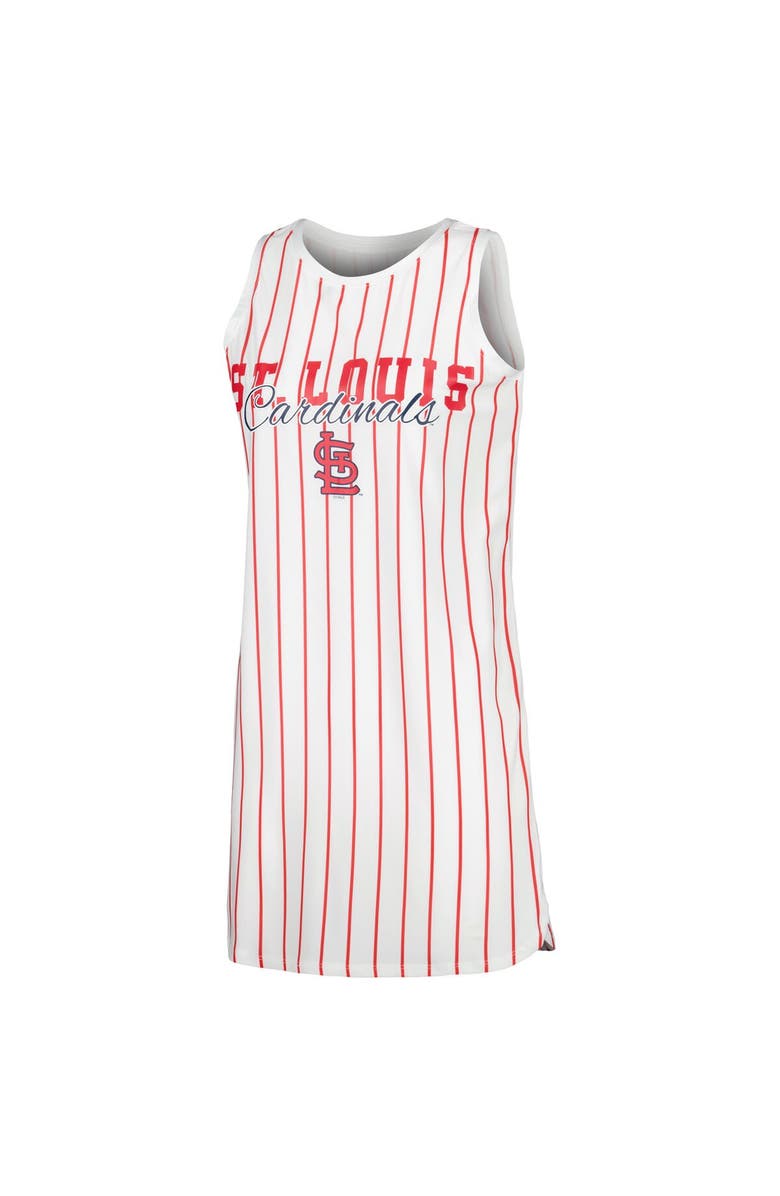 CONCEPTS SPORT Women's Concepts Sport White St. Louis Cardinals Reel Pinstripe Knit Sleeveless Nightshirt, Alternate, color, White