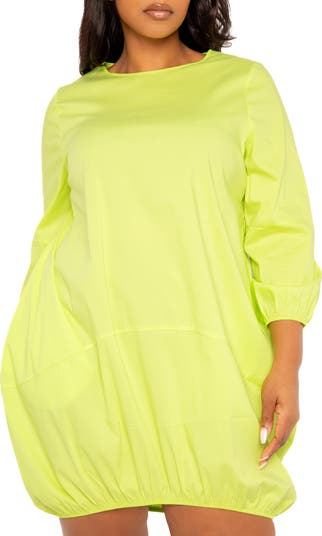 Bubble Hem Cotton Blend Poplin Dress
