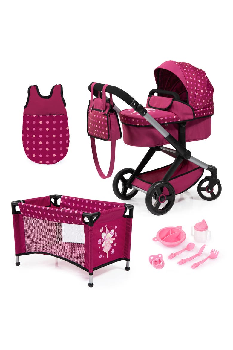 Xeo Mega Doll Set 10 Piece Pram, Bed, Handbag and More, Main, color, Multicolored
