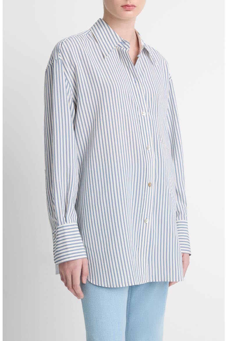 Furrow Stripe Button-Up Shirt, Alternate, color, BLUE/OFF WHITE