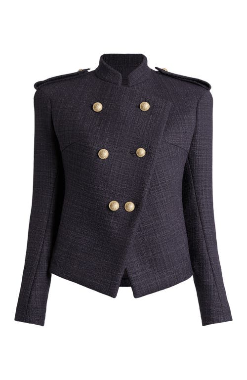 Balmain Tweed 6-button Jacket In Blue