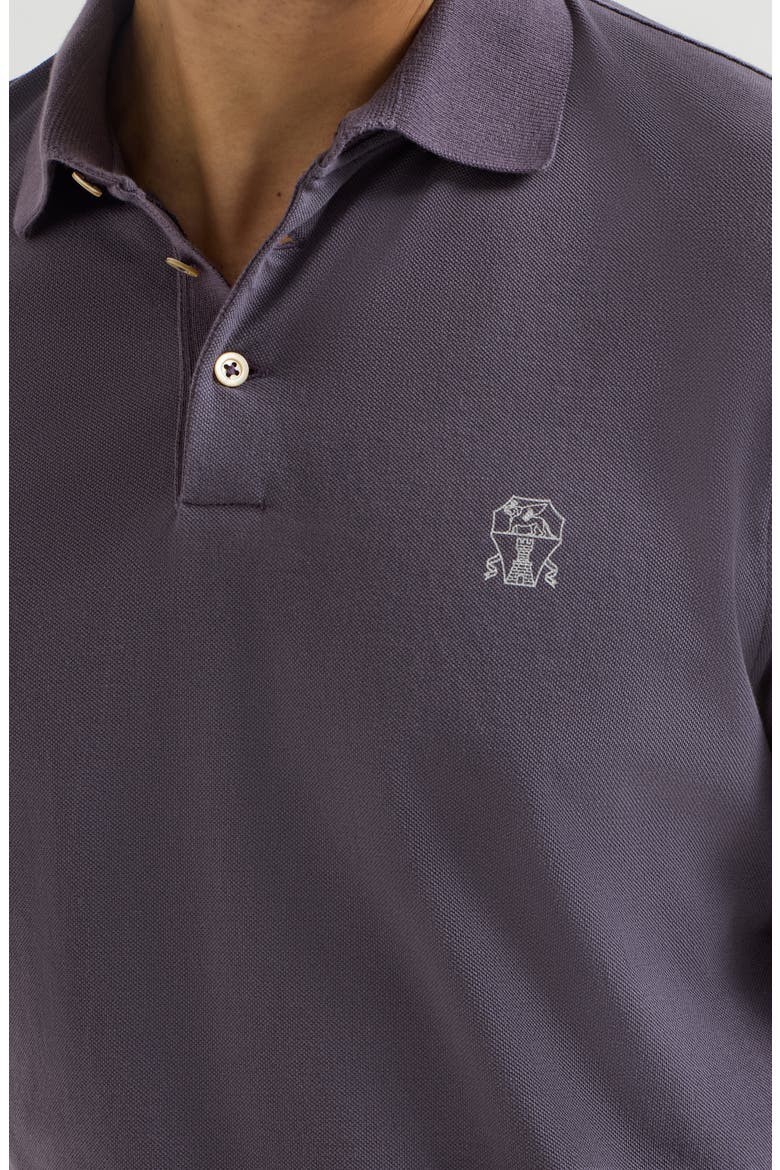 Cotton piqué polo shirt with logo, Alternate, color, Purple