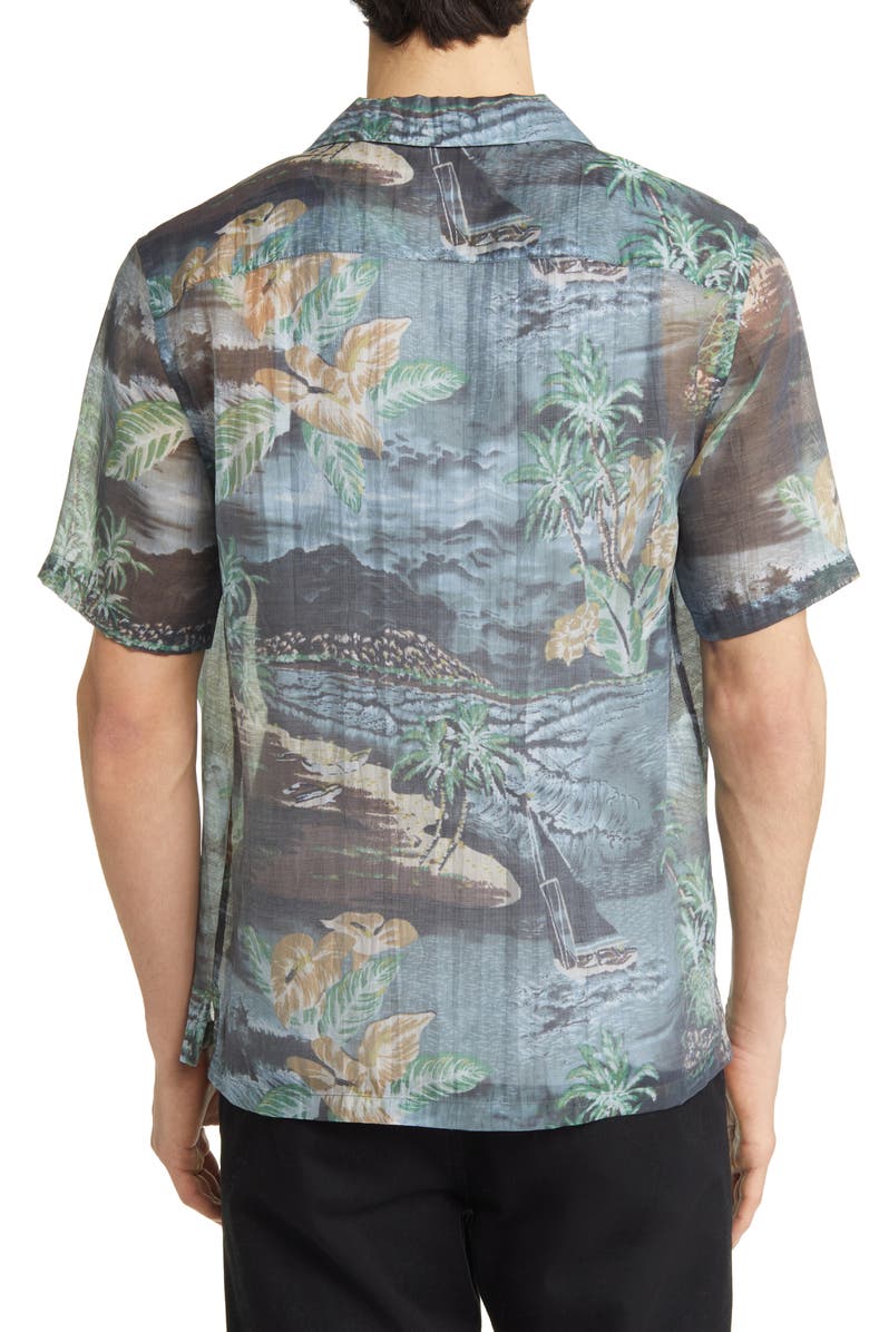 AllSaints Aquila Relaxed Fit Tropical Print Short Sleeve Button-Up Shirt, Alternate, color, 