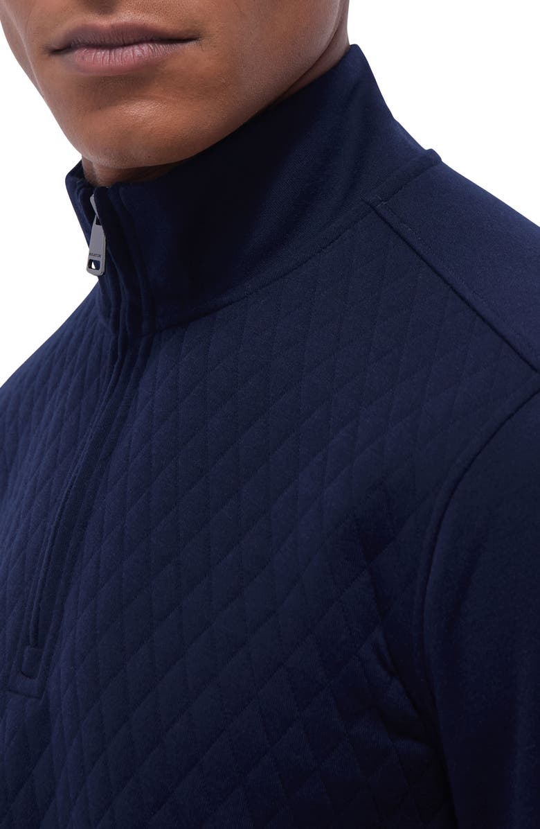 Bugatchi Quilted Quarter Zip Performance Pullover, Alternate, color, Navy