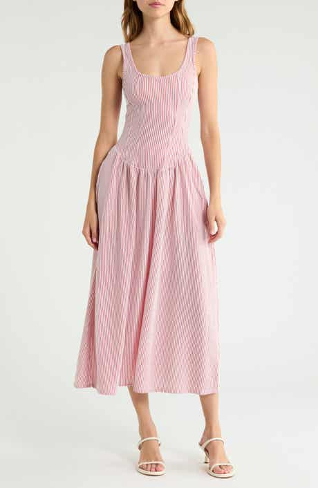 Basque Waist Knit Midi Dress