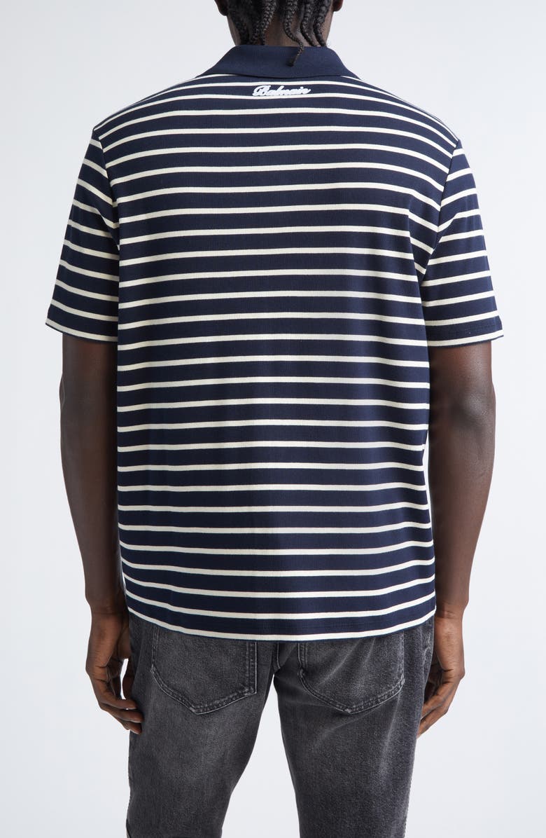 Balmain Stripe College Emblem PoloMarinière, Alternate, color, Blue Multi