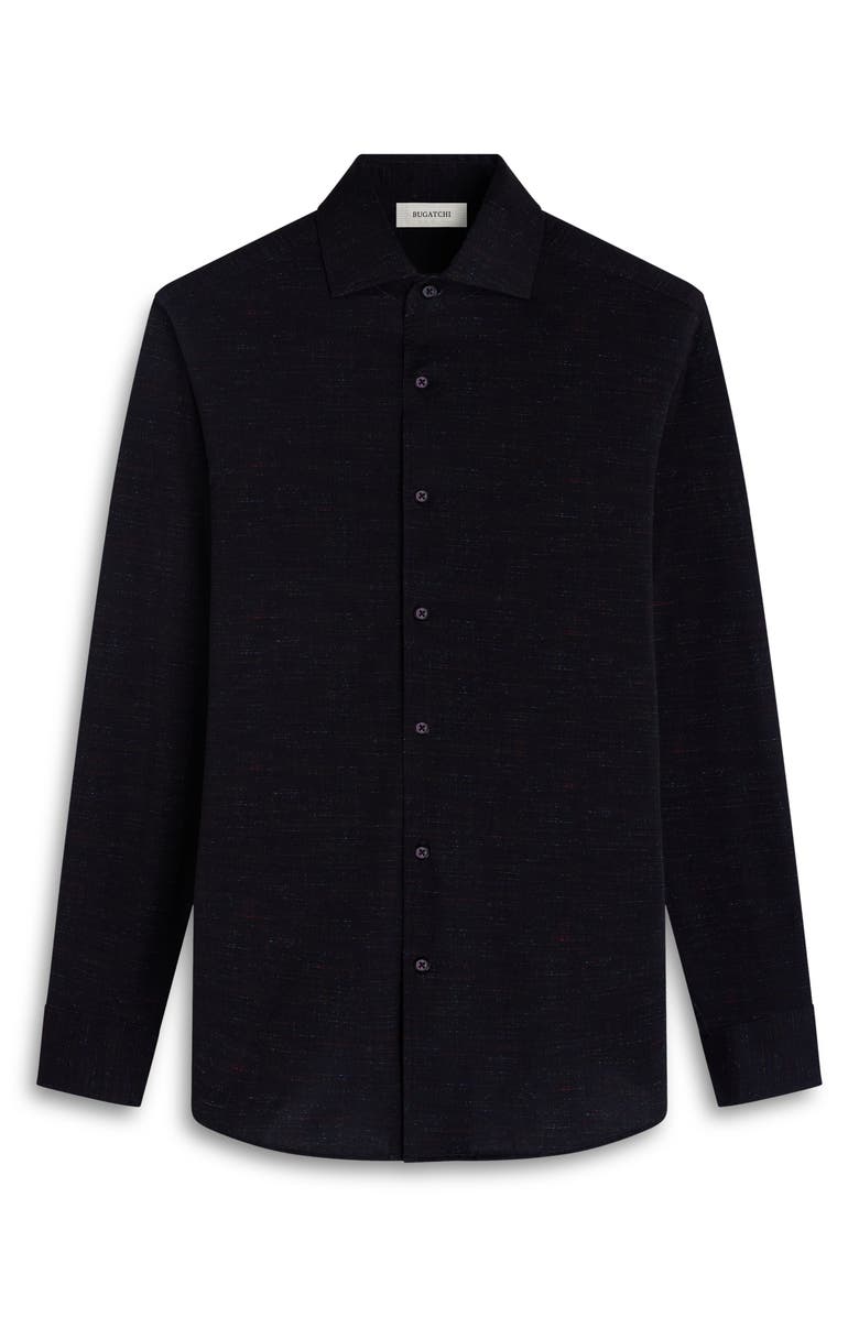 Bugatchi Devon OoohCotton<sup>®</sup> Mélange Button-Up Shirt, Alternate, color, Black
