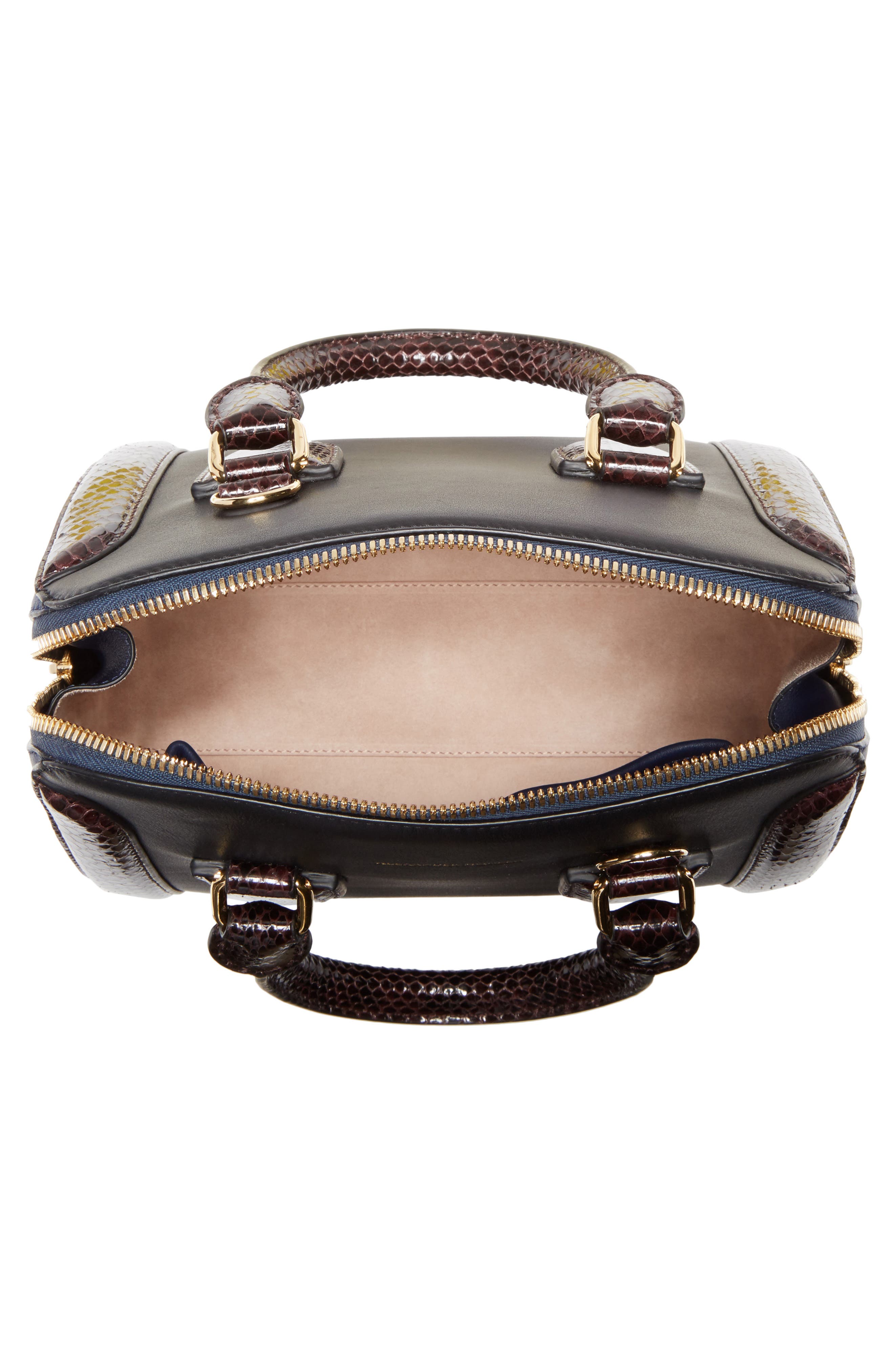 McQueen Alexander McQueen Medium Heroine Calfskin & Genuine Snakeskin Satchel, Alternate, color, 