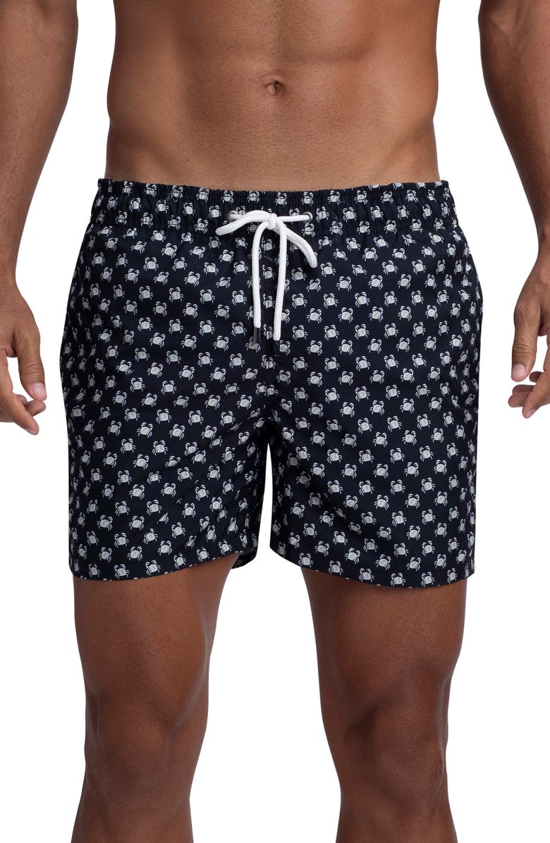 Bugatchi Crab Print Swim Trunks, Main, color, 