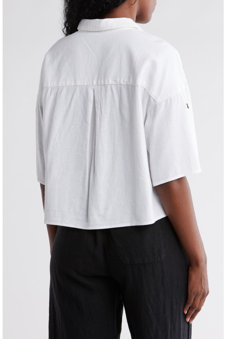 Boxy Short Sleeve Crop Button-Up Shirt, Alternate, color, WHITE