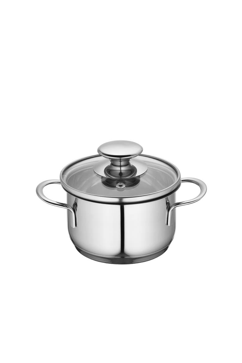 Mini Stockpot w/ Glass Lid, 0.7 qt., 4.75-Inch Diameter, Main, color, Silver