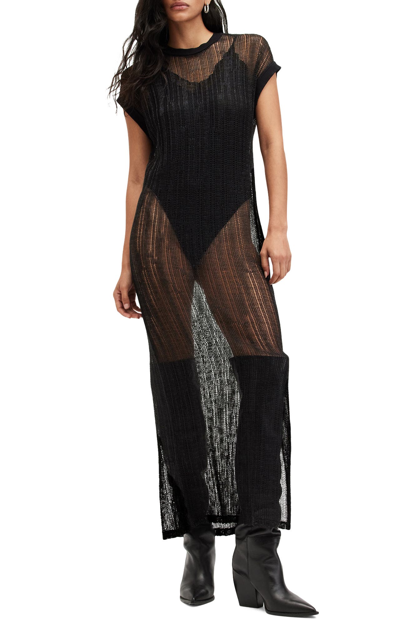 AllSaints Giana Open Knit Maxi Sweater Dress