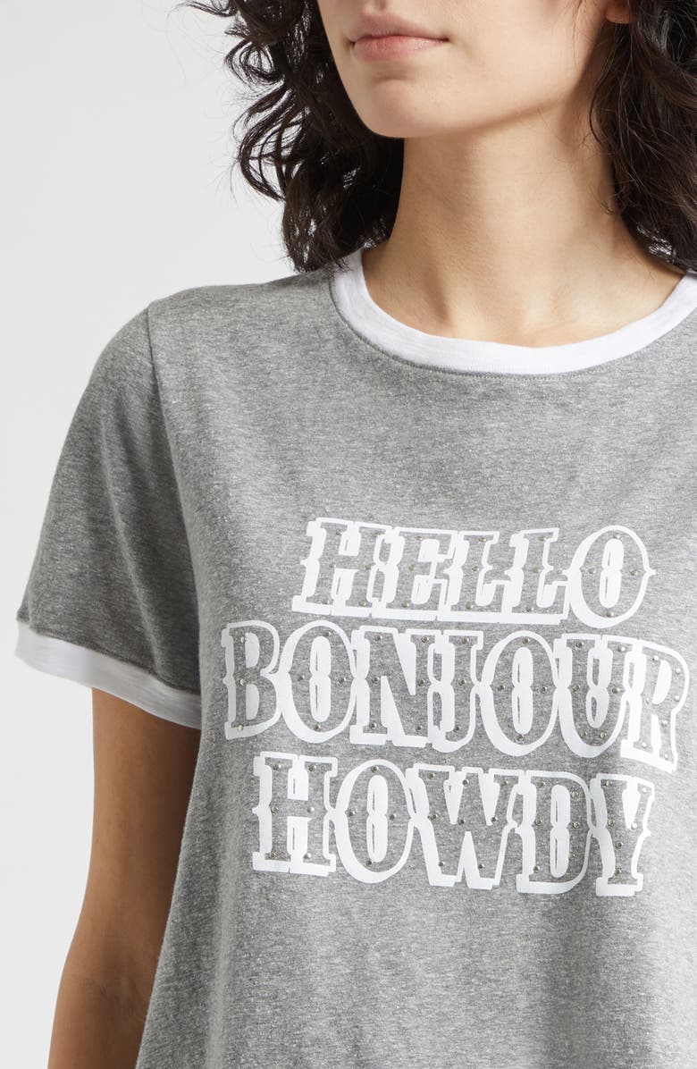 Cinq à Sept Hello Bonjour Howdy Graphic T-Shirt, Alternate, color, Charcoal Heather Grey/ Multi