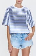 Pistola Mae Stripe Cotton Back Cutout Crop T-Shirt