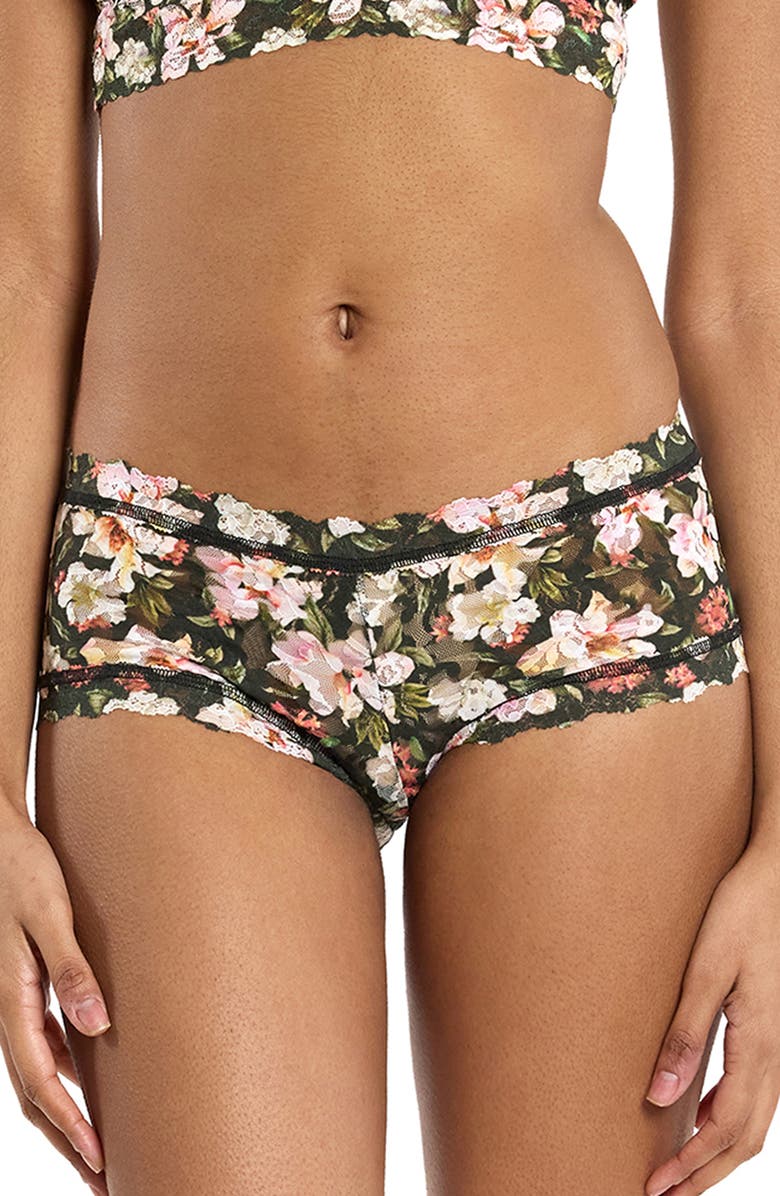 Hanky Panky Print Boyshorts, Main, color, Dark Room Blooms