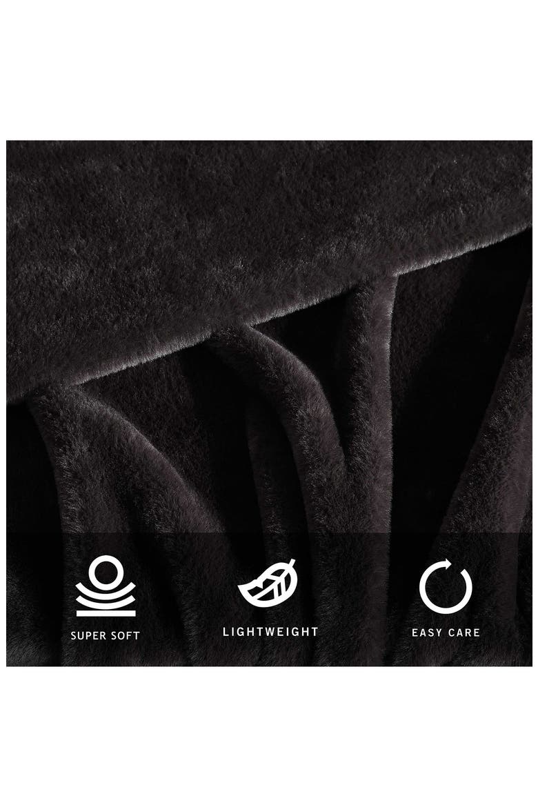 Solid Faux Fur Throw, Alternate, color, DARK BROWN