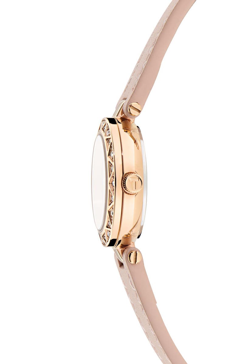 Ted Baker Jolyye Leather Strap Watch, 24mm, Alternate, color, Pink