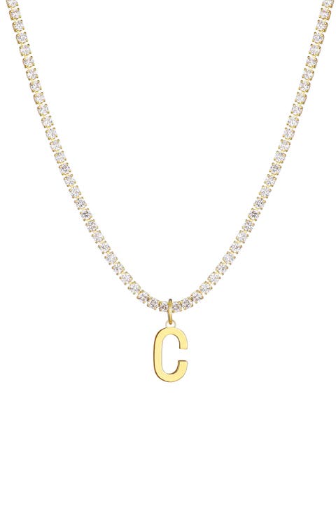 Initial Charm Tennis Necklace