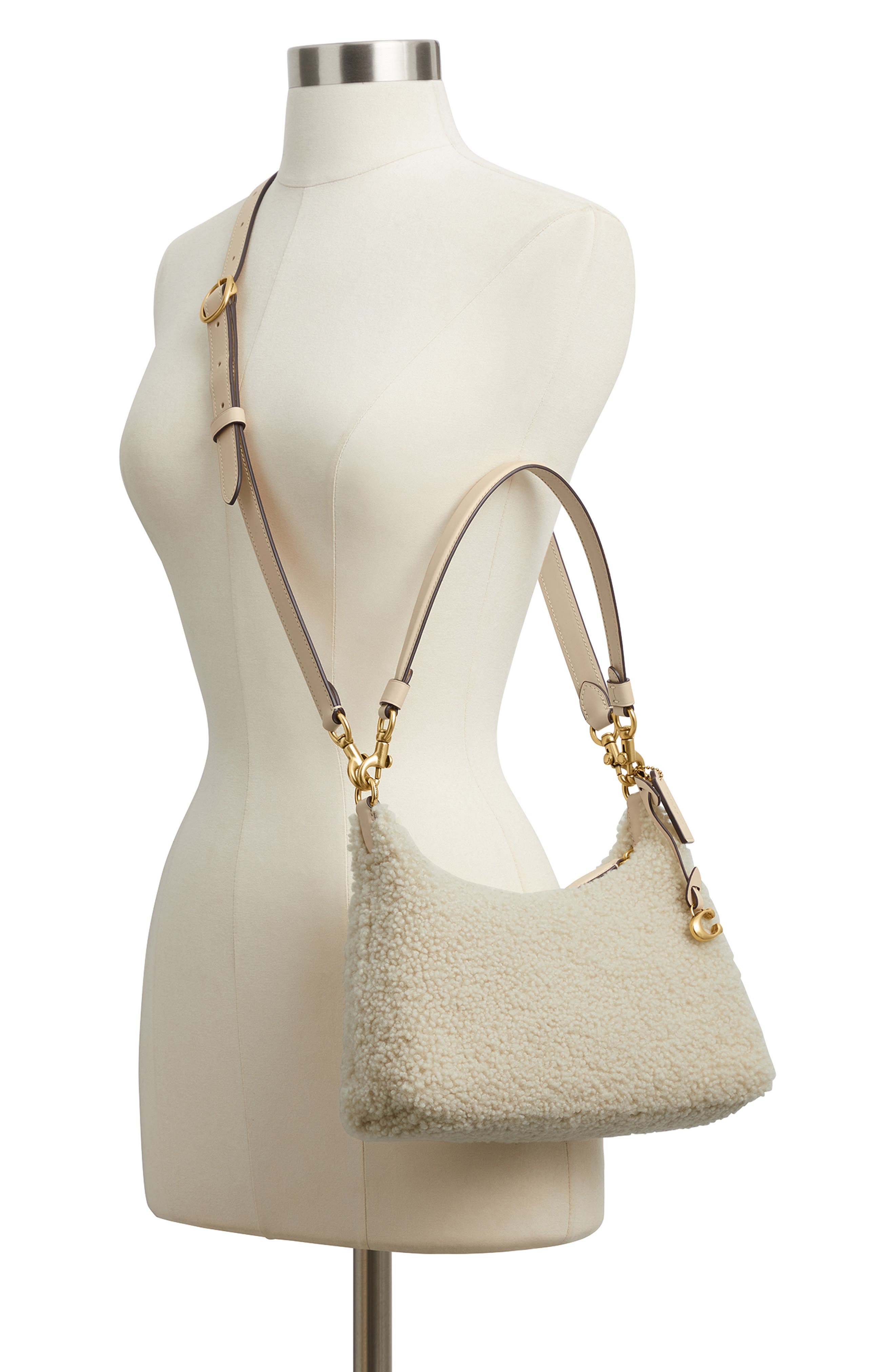 COACH Juliet Genuine Shearling Shoulder Bag, Alternate, color, Beige