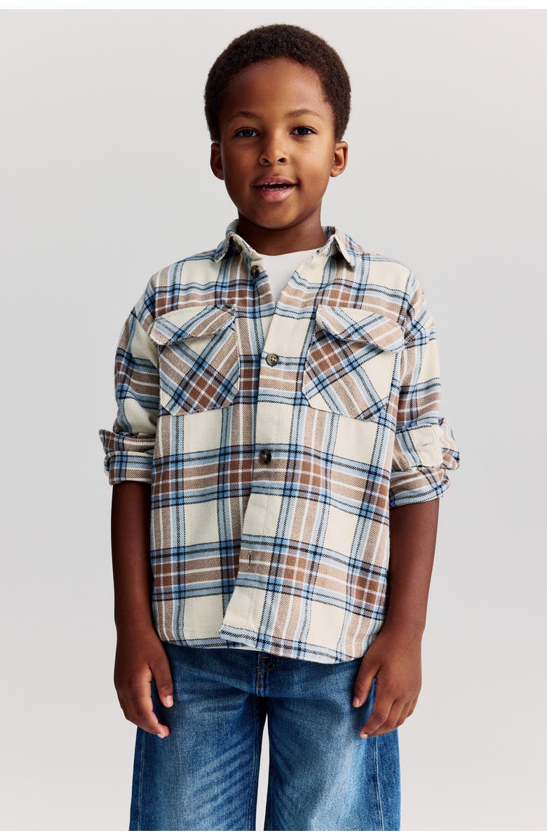 H&M Oversized Shirt, Main, color, Light Brown/Plaid