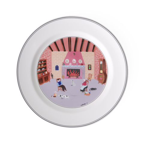 Design Naif Dinner Plate #5 By the Fireside