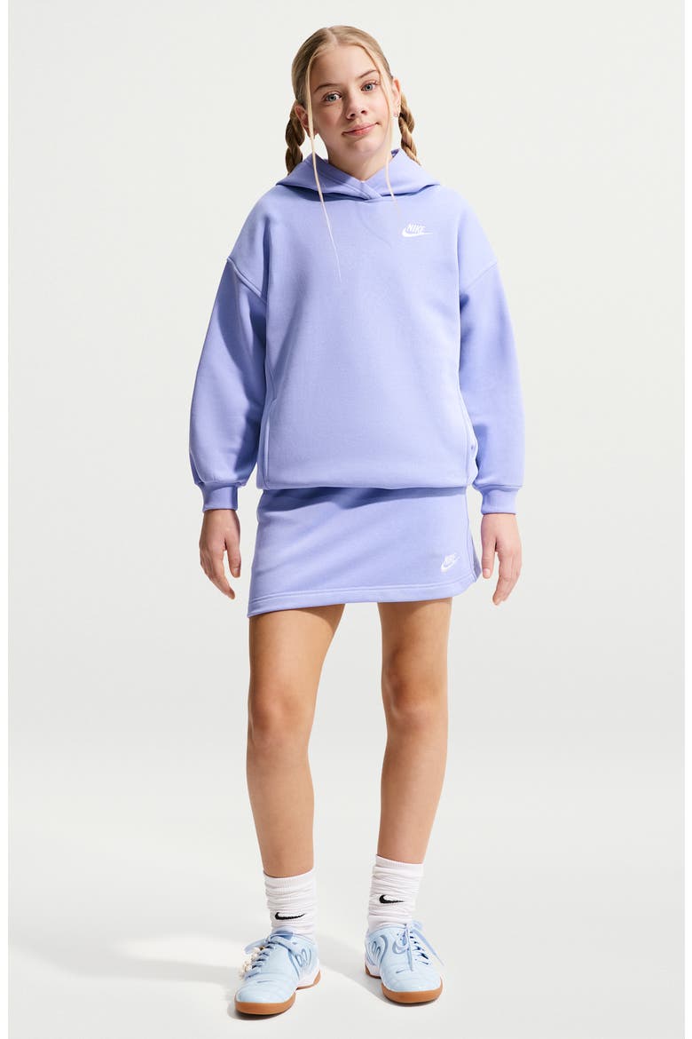 Kids' Club Fleece Oversize Pullover Hoodie, Main, color, LIGHT THISTLE/ WHITE