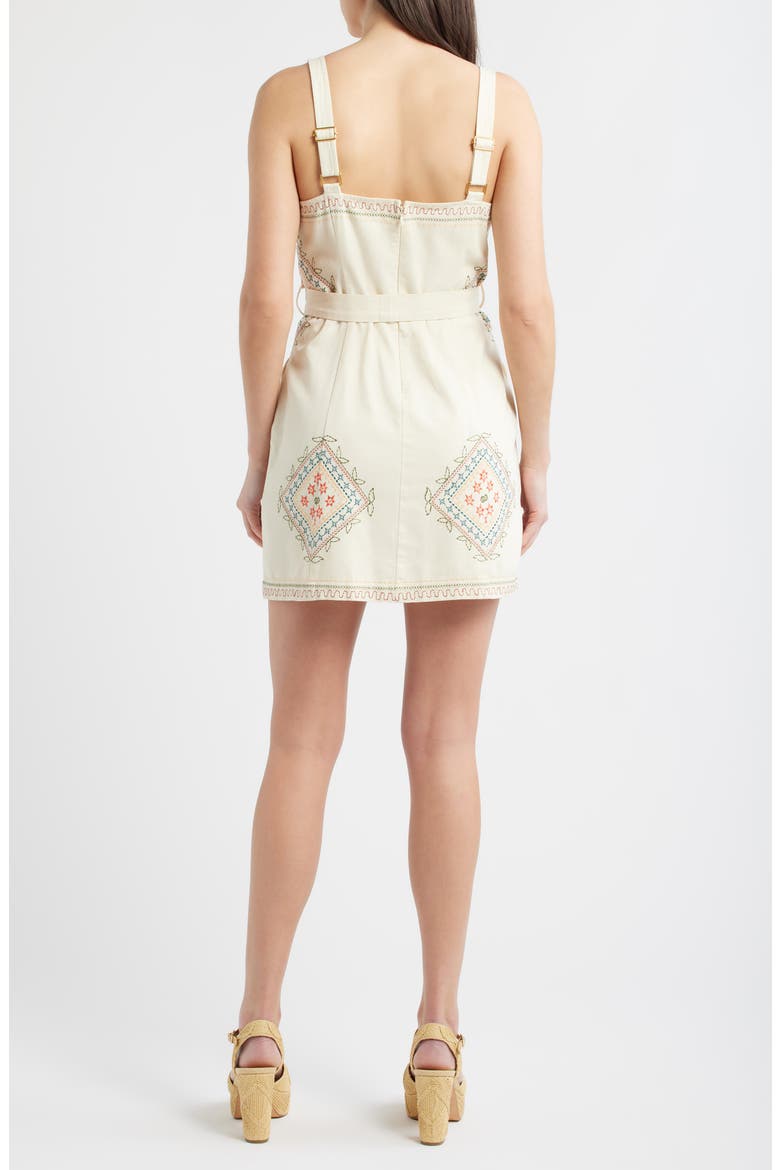 Caracola Embroidered Detail Cotton Minidress, Alternate, color, CREAM MULTI