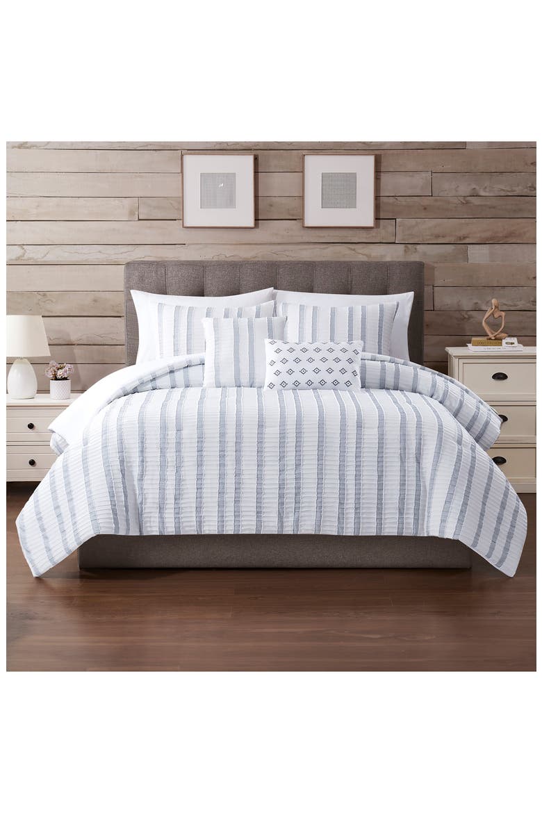 Jacquard Microfiber 5-Piece Comforter Set, Alternate, color, WHITE