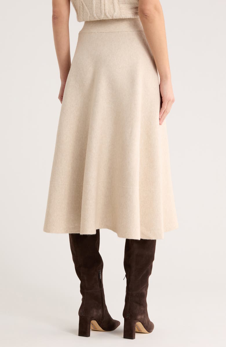 ELIE ELIE TAHARI A-Line Knit Midi Skirt, Alternate, color, Oatmeal Heather Brown
