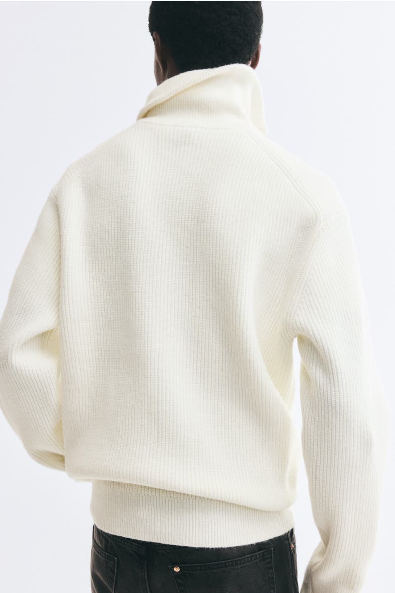Relaxed-fit Half-zip Rib-knit Sweater, Alternate, color, Cream